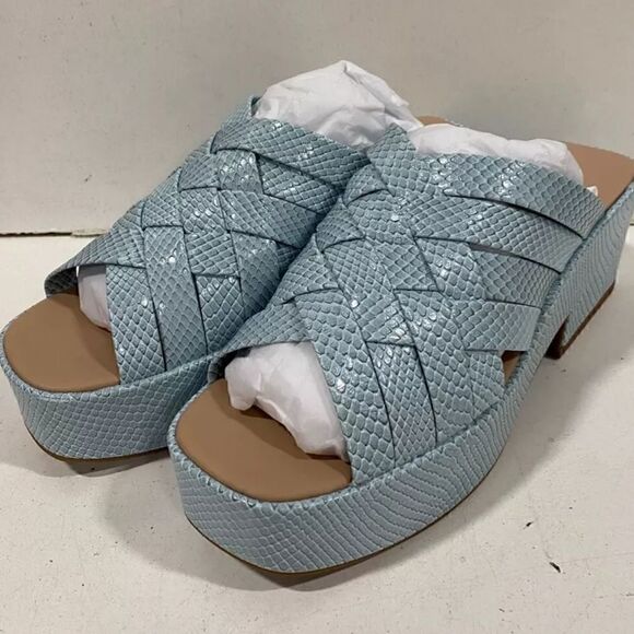 WEDGE Sandal by KATY PERRY The BUSY BEE CRISS/CROSS SLIDE 8M/38 BISCOTTI/TAN 🎄 - Picture 7 of 13